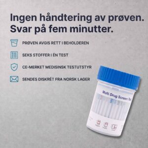 Fordeler ved Multi-6 urinkopp: ingen håndtering av prøven, seks stoffer, CE-merket