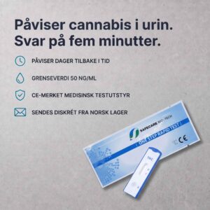 Fordeler ved THC urinprøve: påviser dager tilbake, grenseverdi 50 ng/ml, CE-merket